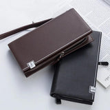 Men's Leather Long Wallet Bifold Purses Zipper Male Wallet