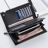 Men's Leather Long Wallet Bifold Purses Zipper Male Wallet