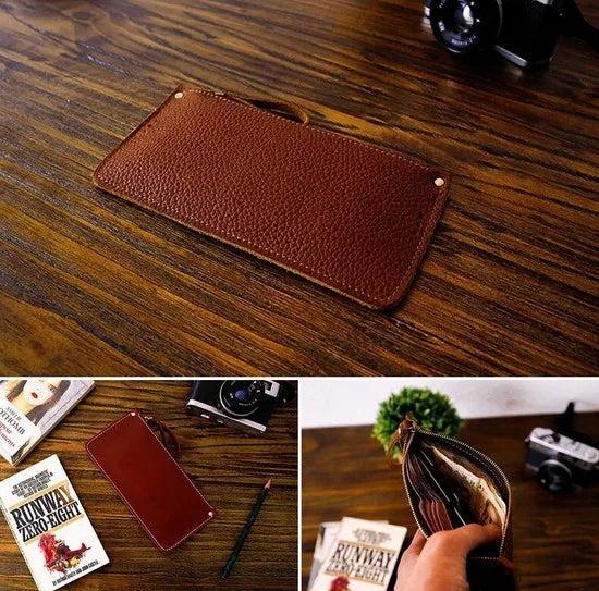 Vintage Leather Long Wallet Bill Bag Full Leather Note Bag Wallet