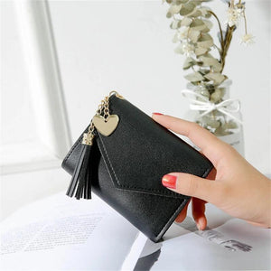 Lychee Pattern Heart-Shaped Pendant Wallet for Women