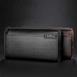 Men's Zipper Clutch Bag Leather Long Purse Wallet
