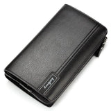 Men's Zipper Clutch Bag Leather Long Purse Wallet