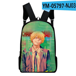 WAWNI Chainsaw Man Zipper Bag Anime Printed Students Backpack Casual School Bag
