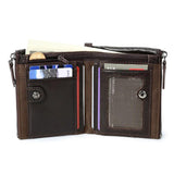 Leather Men's Wallet Short Retro Money Bag Purse Cowhide Leather Double Zipper