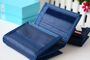 Men's Canvas Student Wallet Zipper Short Magic 3 Fold Men Purse