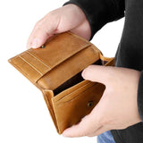 RFID Blocking Card Wallet Men Short Hasp Retro Oil Wax Leather Small Wallet