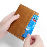 RFID Blocking Card Wallet Men Short Hasp Retro Oil Wax Leather Small Wallet