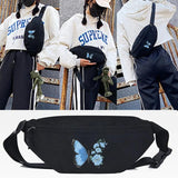 Butterfly Print Waist Bag Fitness Portable Chest Bags Shoulder Crossbody Bag Fem