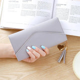 Long Wallet Women PU Clutch Tassel Pendant Multifunctional