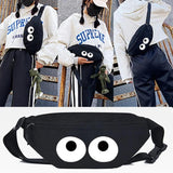 Yellow-black Eyes Printing Waist Bag Zipper Pocket Chest Bag Unisex Casual Handb
