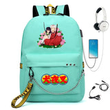 Inuyasha Nylon Backpack USB Charge Schoolbag Casual Student Teenager Knapsack