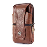 Men Pu Leather Waist Bag Business Solid Mobile Phone Belt Pouch