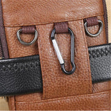 Men Pu Leather Waist Bag Business Solid Mobile Phone Belt Pouch