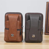Men Pu Leather Waist Bag Business Solid Mobile Phone Belt Pouch