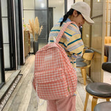 Plaid Backpack Student Schoolbag Laptop Bookbag for Teens Boys Girls