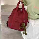 Solid College Preppy Book Bag School Travel Rucksack