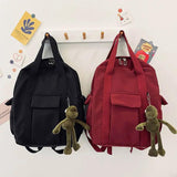 Solid College Preppy Book Bag School Travel Rucksack