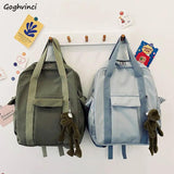 Solid College Preppy Book Bag School Travel Rucksack