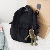 Solid College Preppy Book Bag School Travel Rucksack