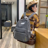 Plaid Backpack Student College Schoolbag Laptop Bookbag for Teens