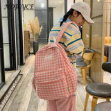Plaid Backpack Student College Schoolbag Laptop Bookbag for Teens