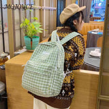 Plaid Backpack Student College Schoolbag Laptop Bookbag for Teens