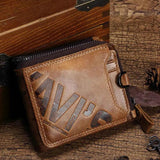 Genuine Leather Men's Short Money Clip Wallet Business Style