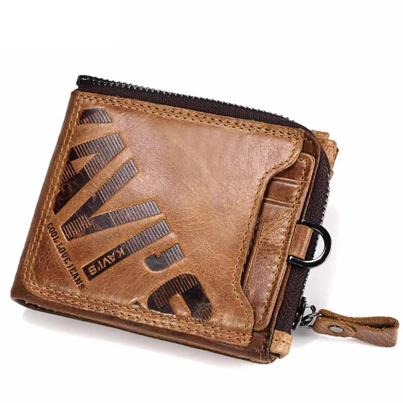Genuine Leather Men's Short Money Clip Wallet Business Style