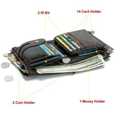 Men Leather Wallet Chain Zipper Male Purse Engraving Vintage High Quality