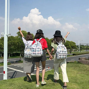 Girl Plaid Backpack Lady Travel Backpacks College Style Shoulder Bag