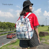 Girl Plaid Backpack Lady Travel Backpacks College Style Shoulder Bag