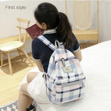 Girl Plaid Backpack Lady Travel Backpacks College Style Shoulder Bag