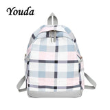 Girl Plaid Backpack Lady Travel Backpacks College Style Shoulder Bag