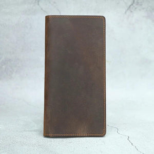 Mens Long Crazy Horse Cow Leather Wallets Clutch Vintage Male Money Bag