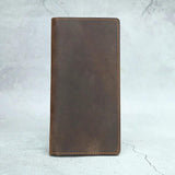 Mens Long Crazy Horse Cow Leather Wallets Clutch Vintage Male Money Bag