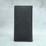 Mens Long Crazy Horse Cow Leather Wallets Clutch Vintage Male Money Bag