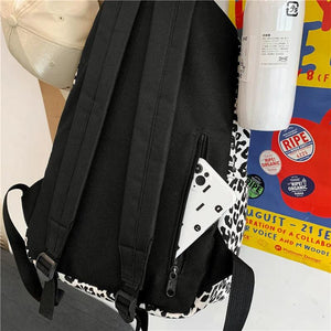 Cow Print Sport Backpack Leopard Print Unisex School Bags