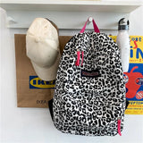 Cow Print Sport Backpack Leopard Print Unisex School Bags