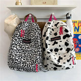 Cow Print Sport Backpack Leopard Print Unisex School Bags