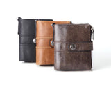 RFID Men wallet Leather Man Purse buckle zipper Retro Cow leather male wallet