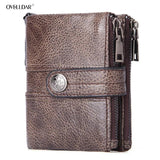 RFID Men wallet Leather Man Purse buckle zipper Retro Cow leather male wallet