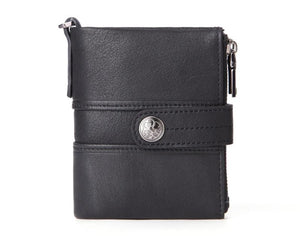 RFID Men wallet Leather Man Purse buckle zipper Retro Cow leather male wallet