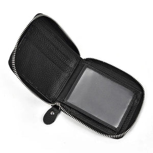 Men's Cow Leather Wallet Short Purse Zipper Money Bag