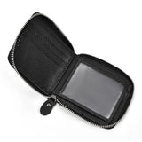Men's Cow Leather Wallet Short Purse Zipper Money Bag