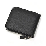 Men's Cow Leather Wallet Short Purse Zipper Money Bag