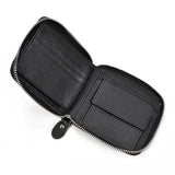Men's Cow Leather Wallet Short Purse Zipper Money Bag