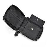 Men's Cow Leather Wallet Short Purse Zipper Money Bag