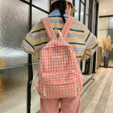 Plaid Backpack Schoolbag Laptop Bookbag for Teenagers Girls Boys