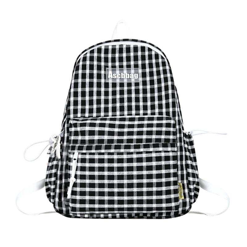 Plaid Backpack Schoolbag Laptop Bookbag for Teenagers Girls Boys
