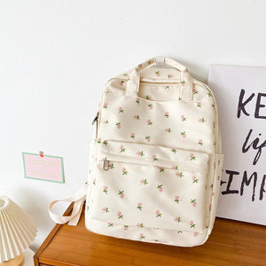 Small Fresh School Bag Flower Cloth Female Handbags for Women